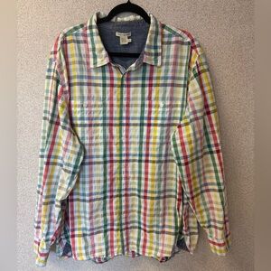 Carbon2Cobalt Dress Shirt Mens XXLarge Multi Color Plaid Long‎ Sleeve Cotton